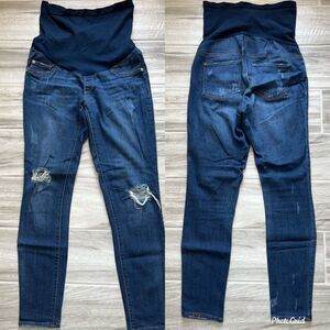 Led Luxe Maternity Jeans Blue With Rips Size 24